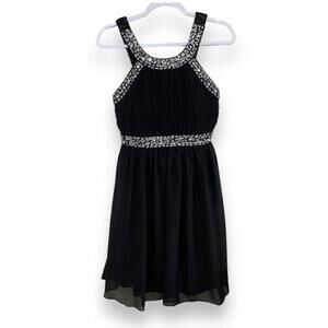 Jolie - Black Pleated Chiffon Midi Dress - 10 - China